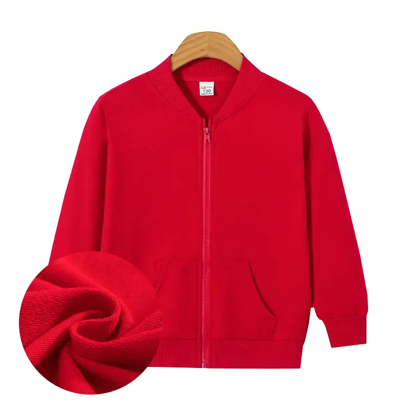 Red Full-Zip Kids Hoodie Jacket for Boys Girls