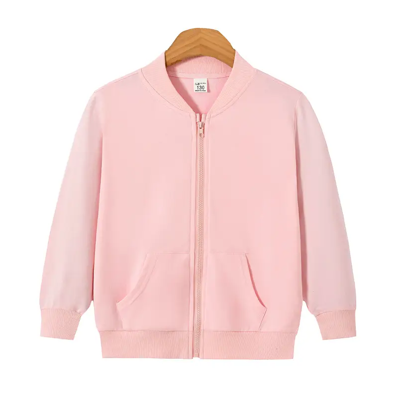 Pink Full-Zip Kids Jacket for Spring Autumn Wear