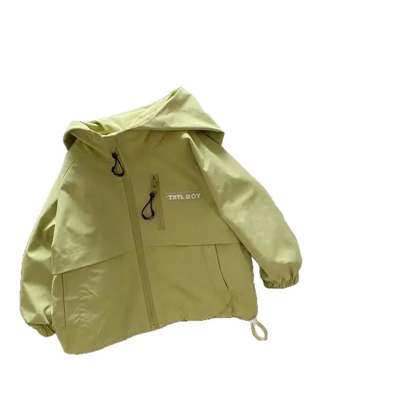 Boys Hooded Jacket Yellow Black Zipper Winter Warm