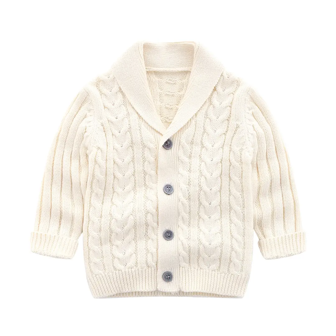 Kids Cable Knit Cardigan Blue & Cream 1-3Yr