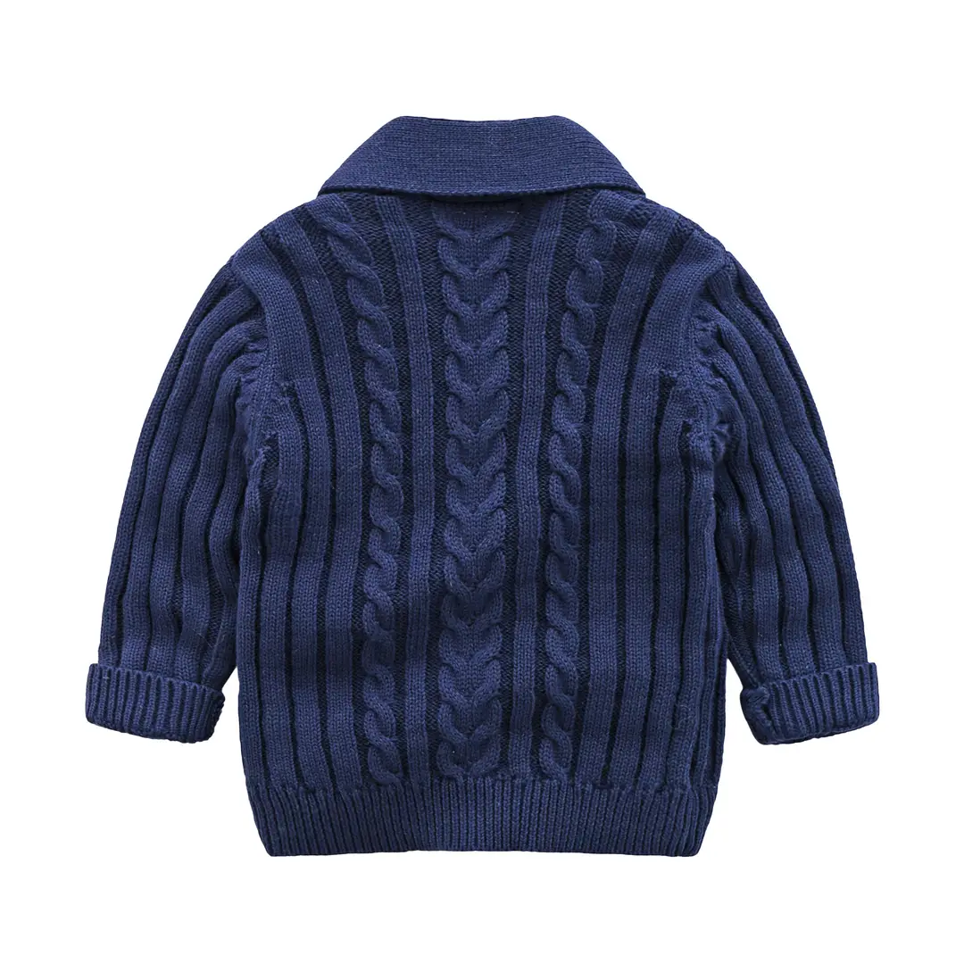 Kids Cable Knit Cardigan Blue & Cream 1-3Yr