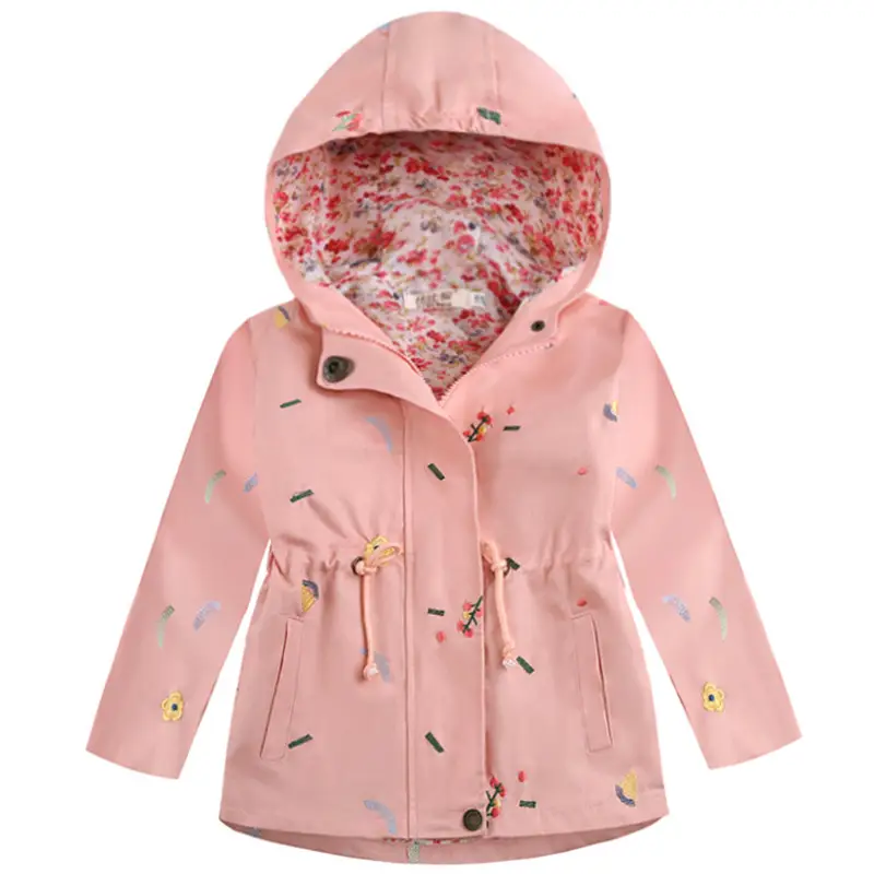 Pink Hooded Windbreaker for Girls Spring Wear