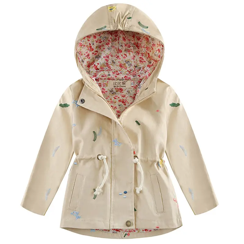 Pink Hooded Windbreaker for Girls Spring Wear