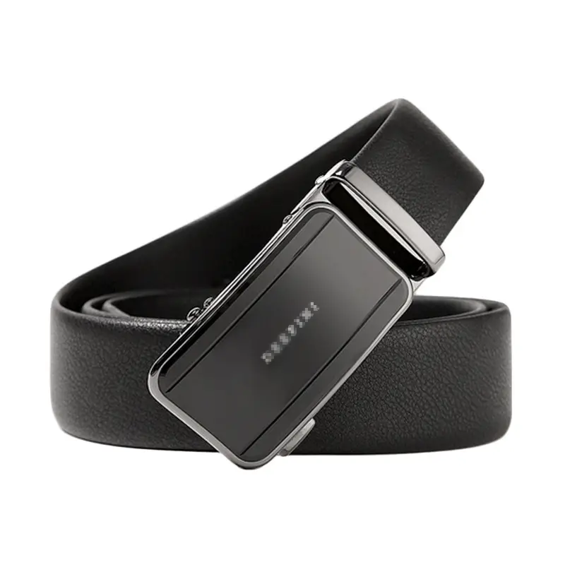 Men Black Leather Automatic Buckle Belt Business Casual