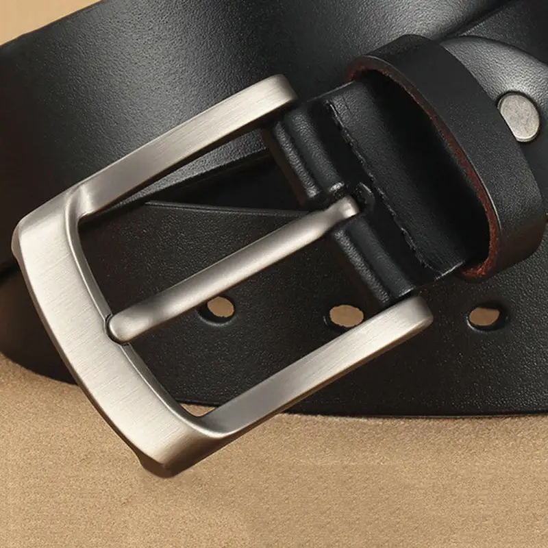 Men Retro Leather Belt Brown 110cm