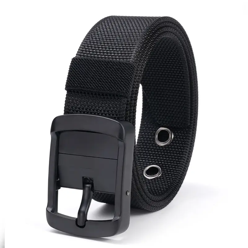 Men Tactical Nylon Belt Olive Black Rotating Buckle