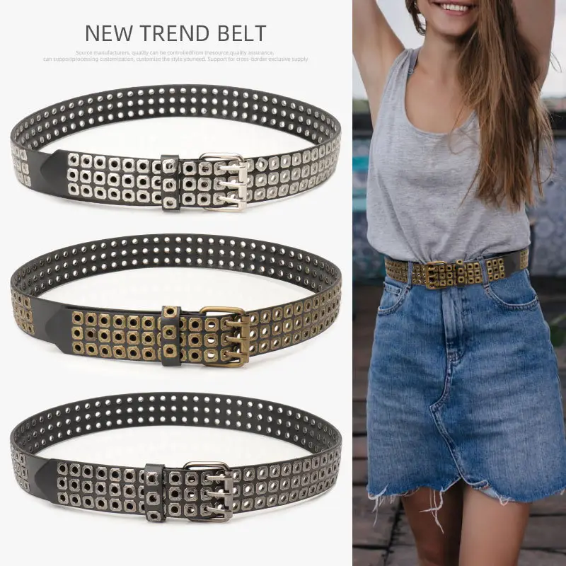 Punk Rivet Jeans Belt Unisex Trendy PU