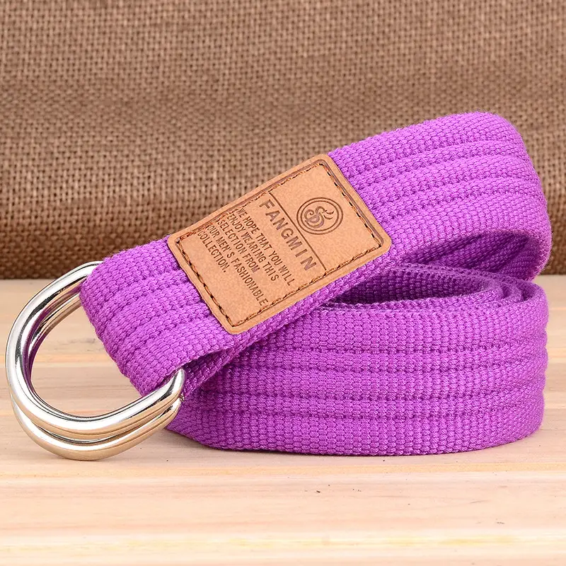 Purple Canvas Belt with Double Loop Buckle