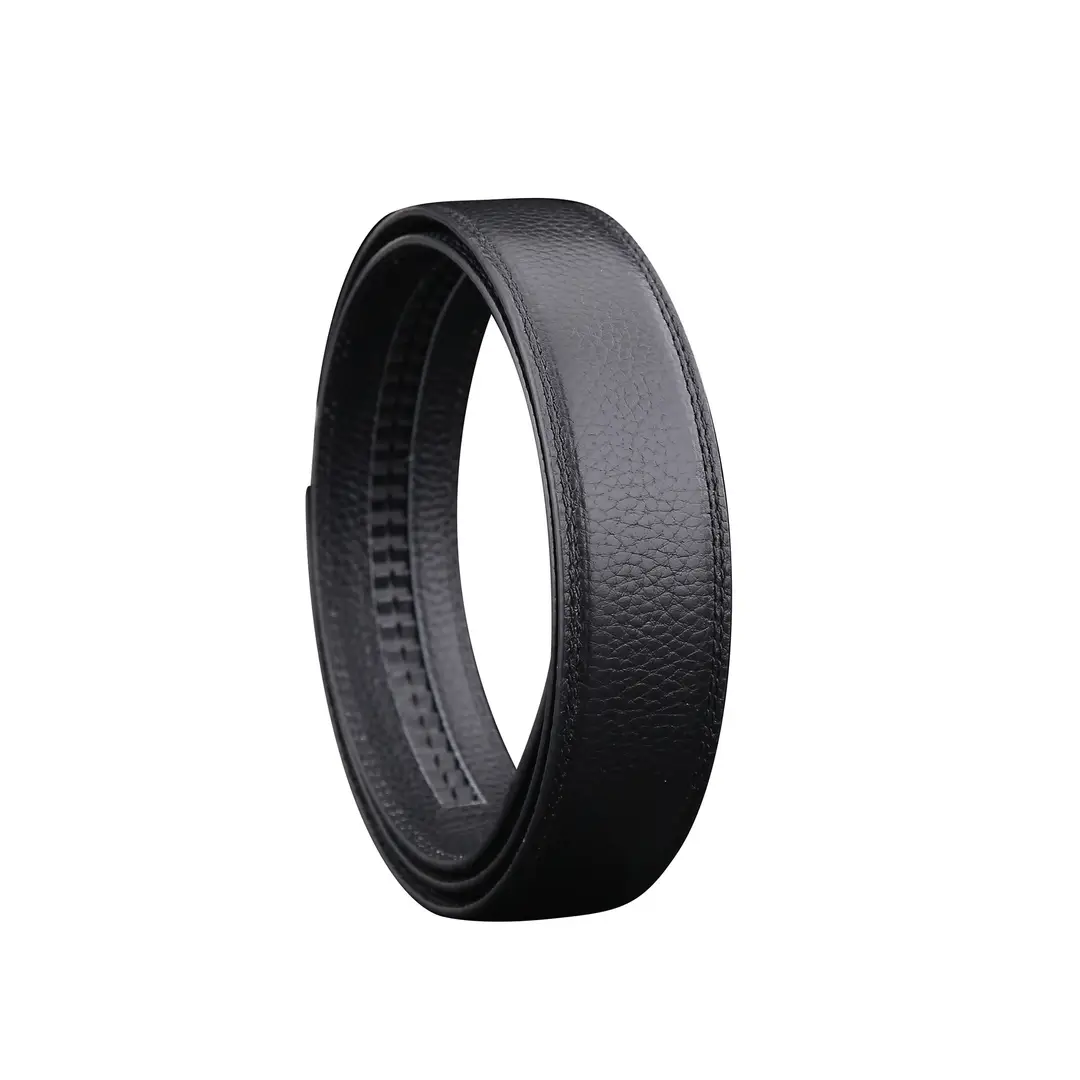 Men Genuine Leather Automatic Belt Black 3.5cm