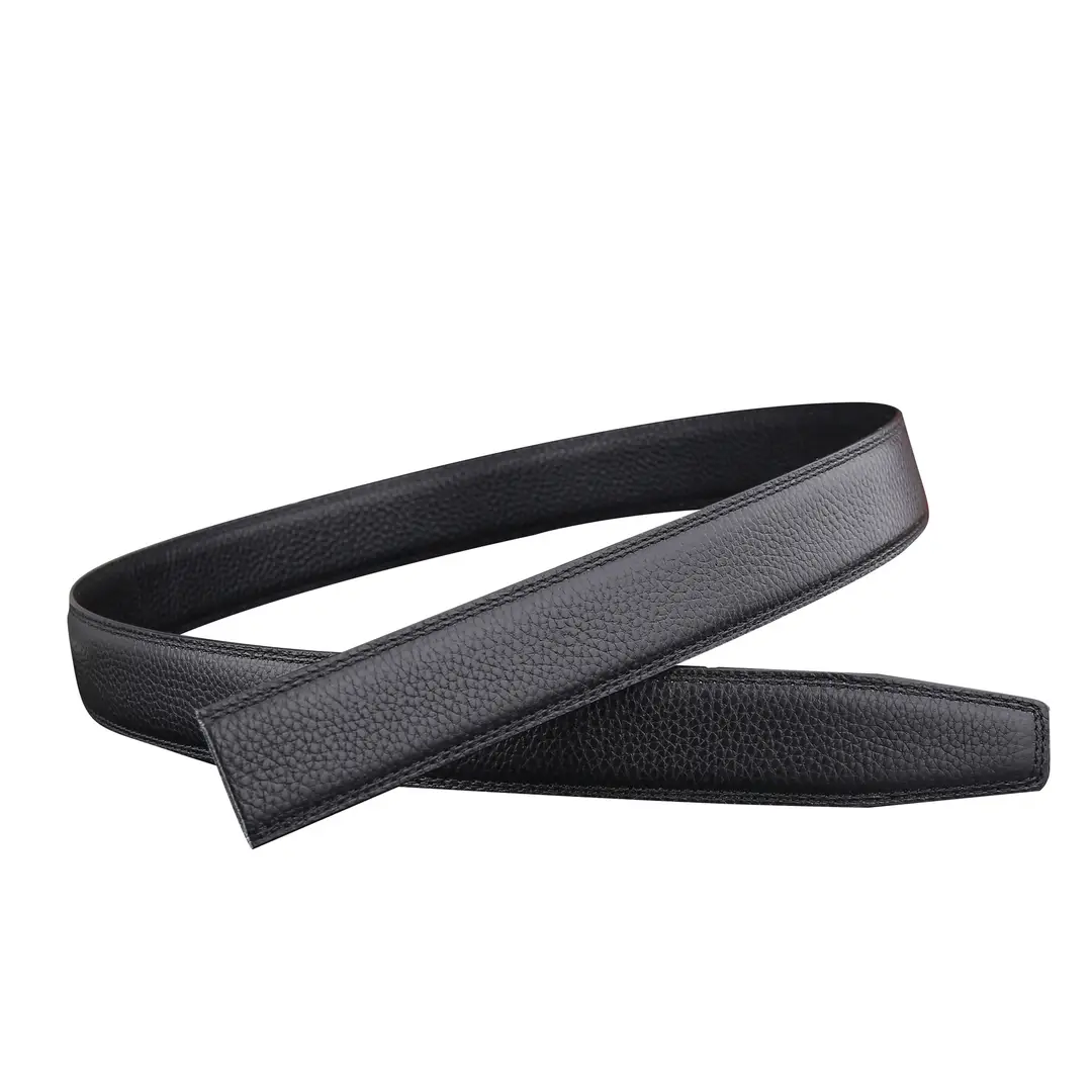Men Genuine Leather Automatic Belt Black 3.5cm