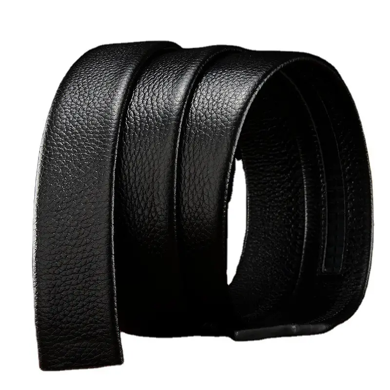 Men's Black Double Layer Cowhide Automatic Belt