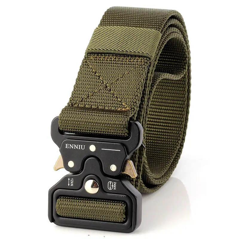 Men Tactical Nylon Belt with Snake Buckle Black