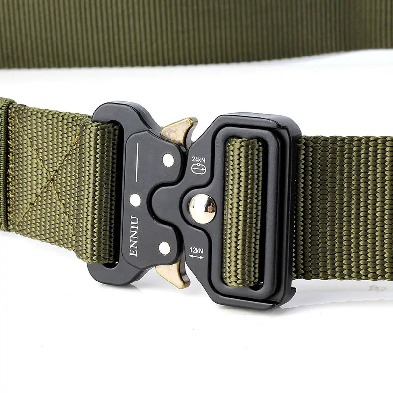 Men Tactical Nylon Belt with Snake Buckle Black