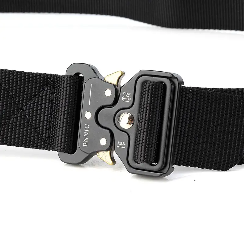 Men Tactical Nylon Belt with Snake Buckle Black