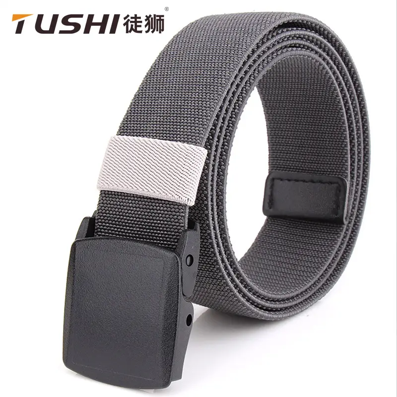 Men Elastic Canvas Belt Black 120cm