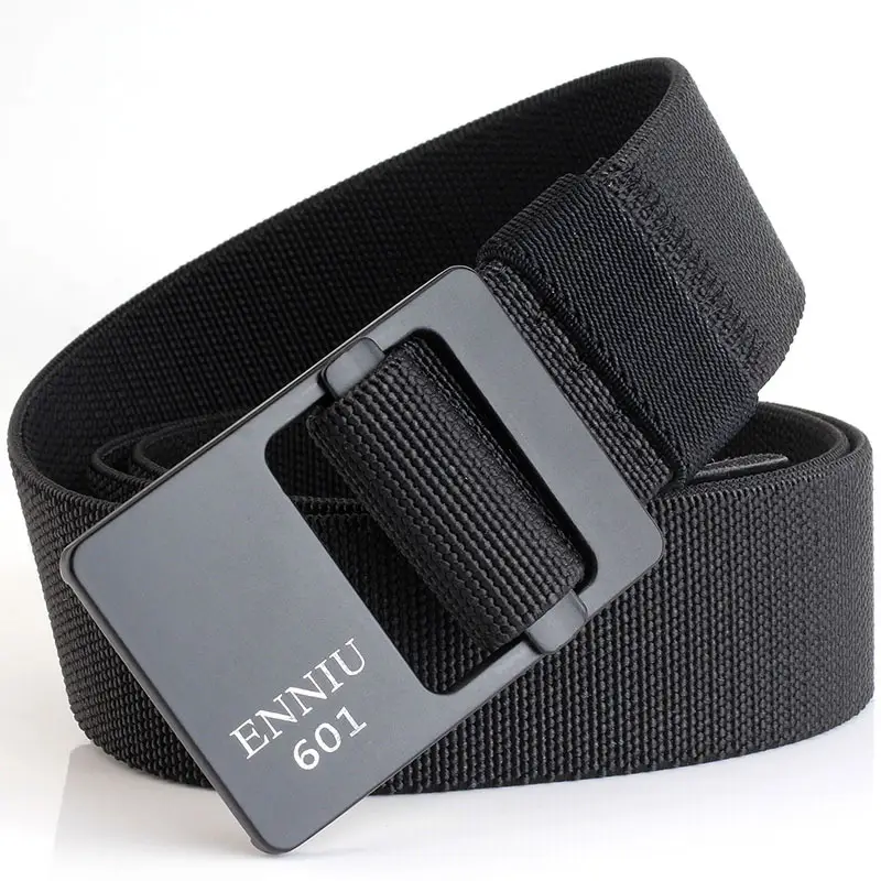 Men Elastic Woven Belt with Alloy Buckle