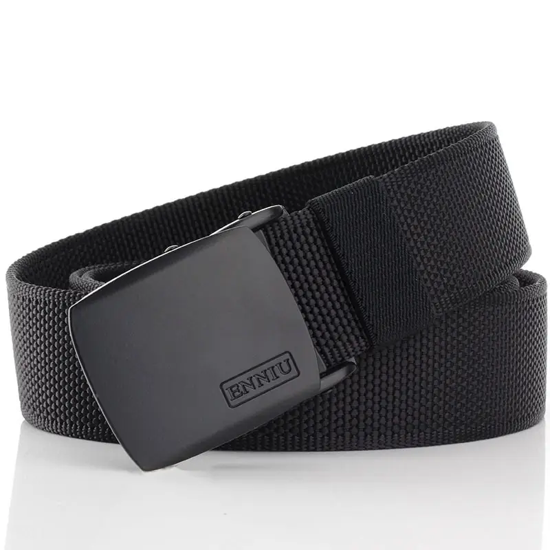 Men's Nylon Canvas Belt with Automatic Buckle Black