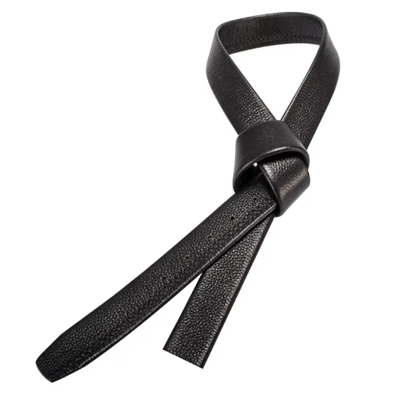 Men Genuine Leather Non-Slip Belt Black 3.3cm