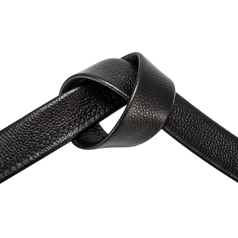Men Genuine Leather Non-Slip Belt Black 3.3cm