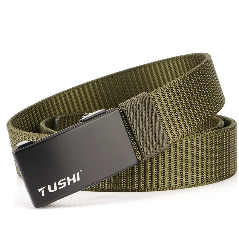 Men Nylon Automatic Buckle Belt Gray Black