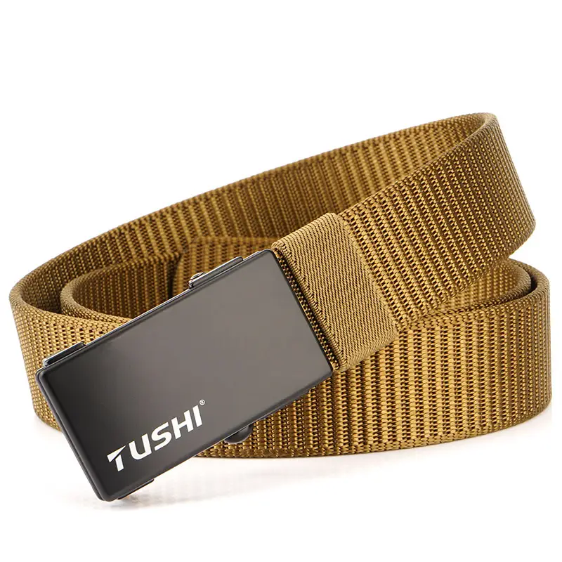 Men Nylon Automatic Buckle Belt Gray Black