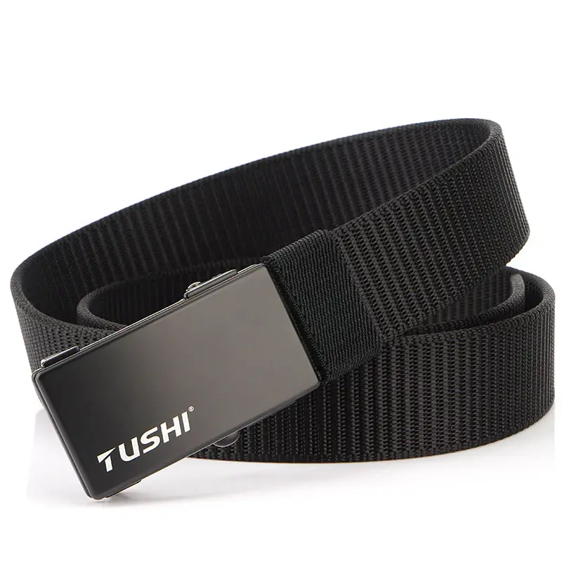 Men Olive Nylon Belt with Automatic Buckle