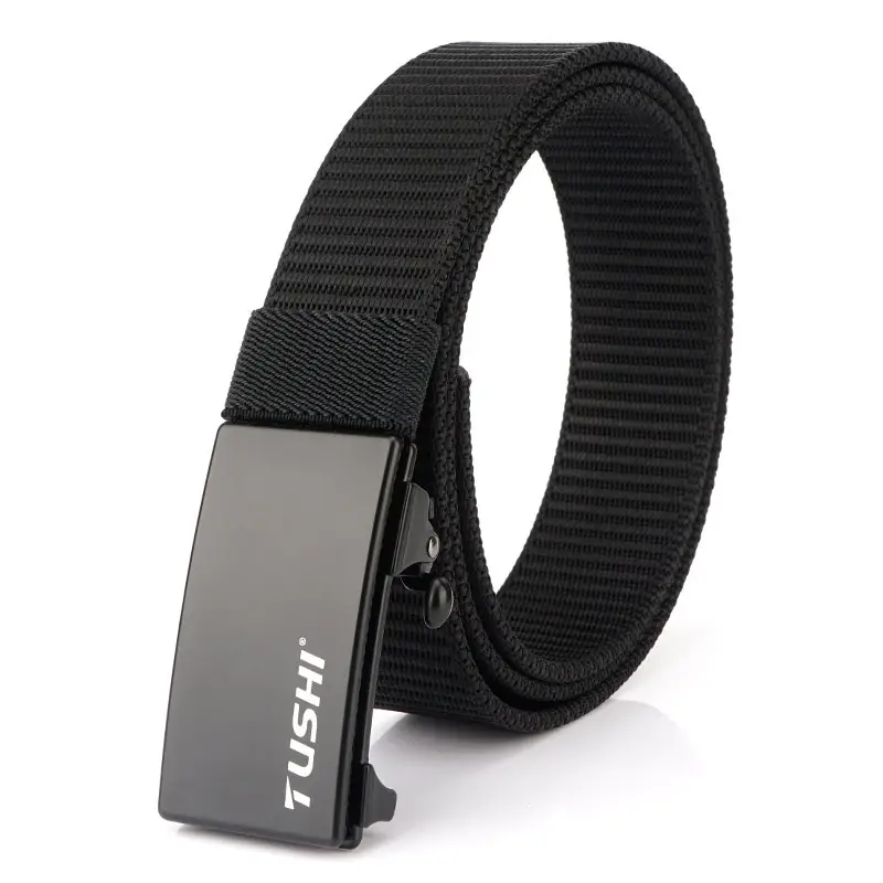 Men Olive Nylon Belt with Automatic Buckle