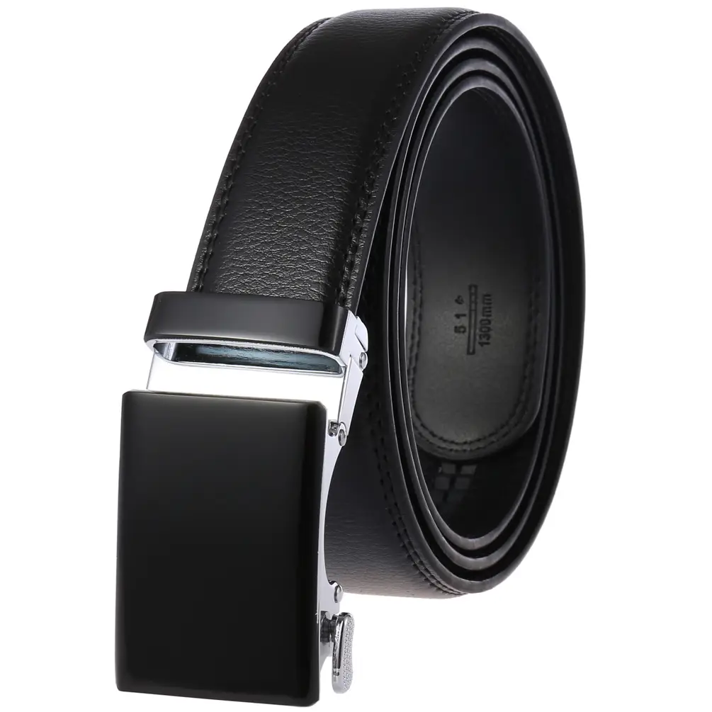 Men's Automatic Buckle Leather Belt Red Brown Blue White