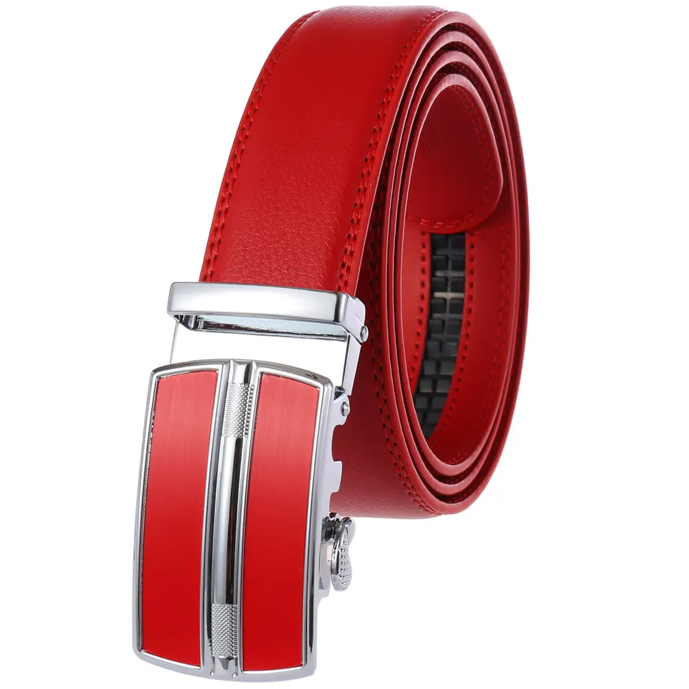 Men Automatic Buckle Cowhide Belt Multicolor