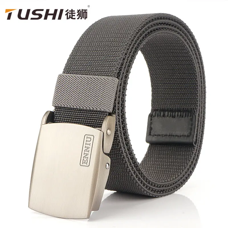 Men Nylon Web Belt Black 120cm Outdoor Sports