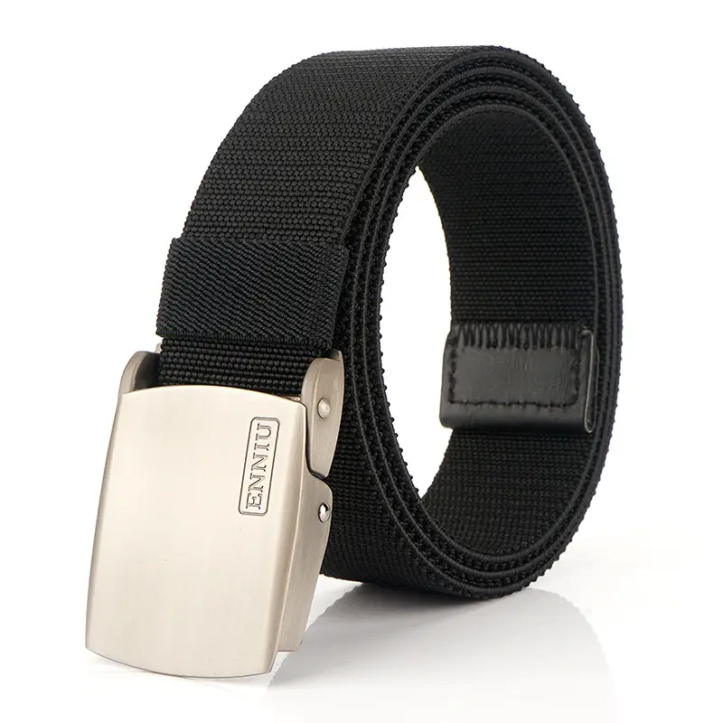 Men Nylon Web Belt Black 120cm Outdoor Sports