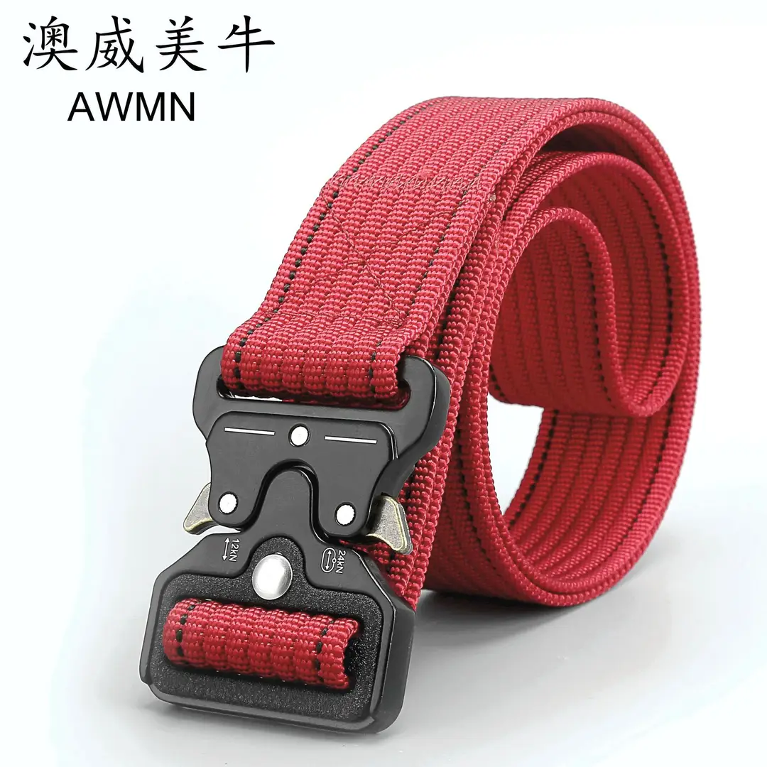 Red 3.8cm Tactical Nylon Belt for Men
