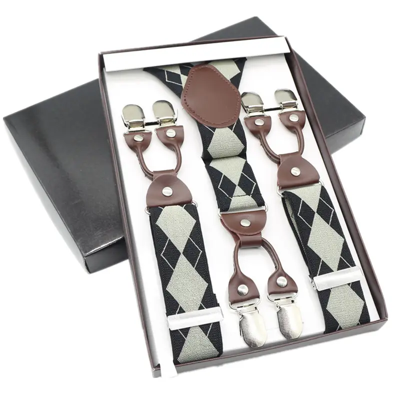 Men Black Anti-Slip Clip Suspenders