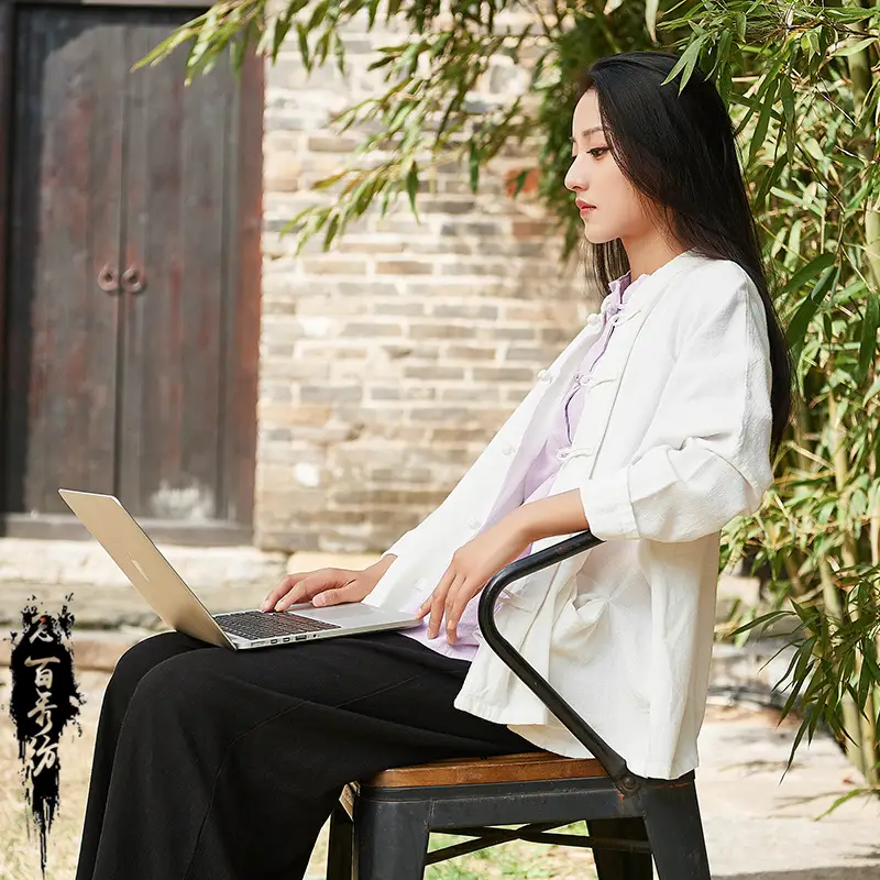 Zen Style Linen Coat Sand Washed Button Closure