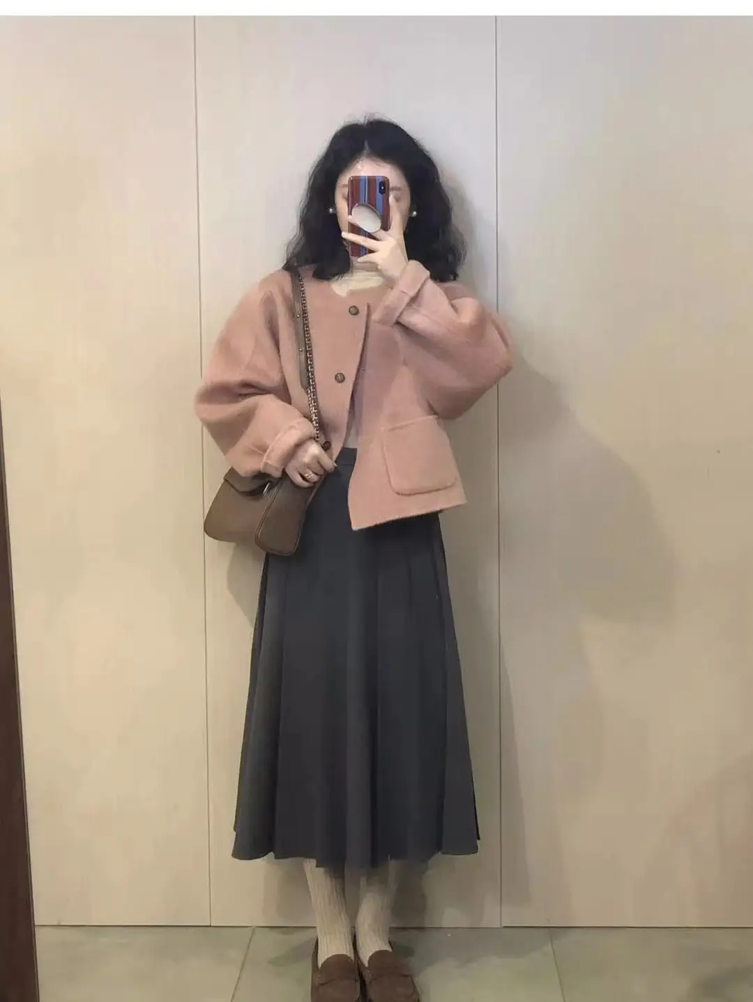 Pink Wool Coat Women Winter Korean Style