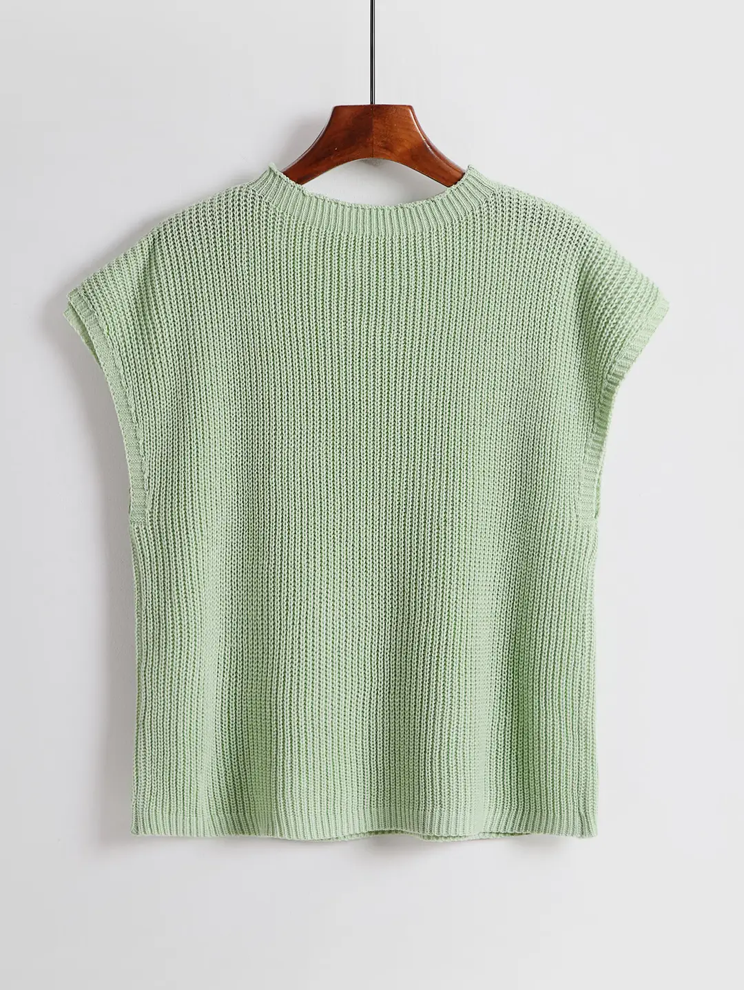 Women Knit Vest with Chest Pocket Summer Beige