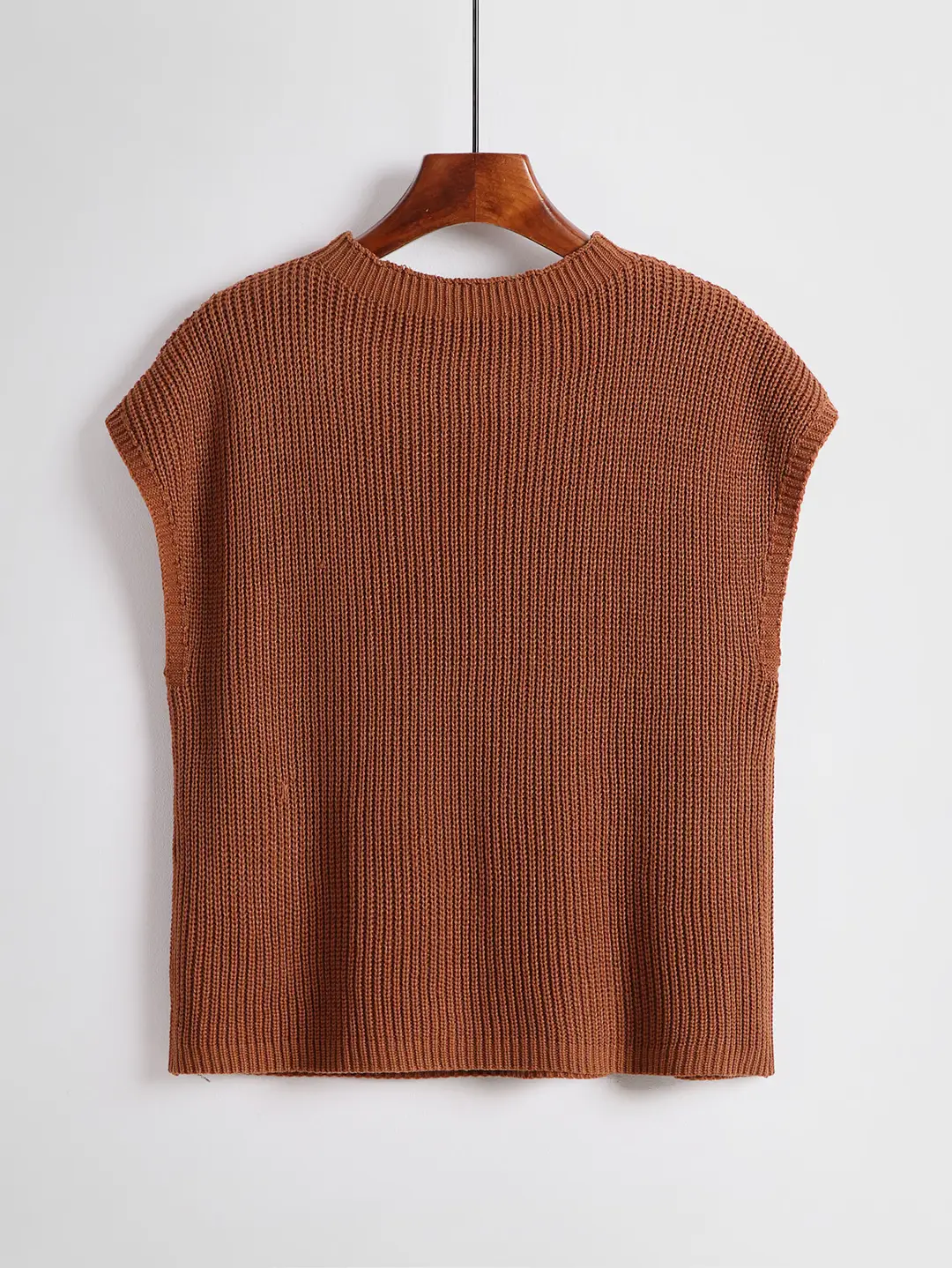 Women Knit Vest with Chest Pocket Summer Beige