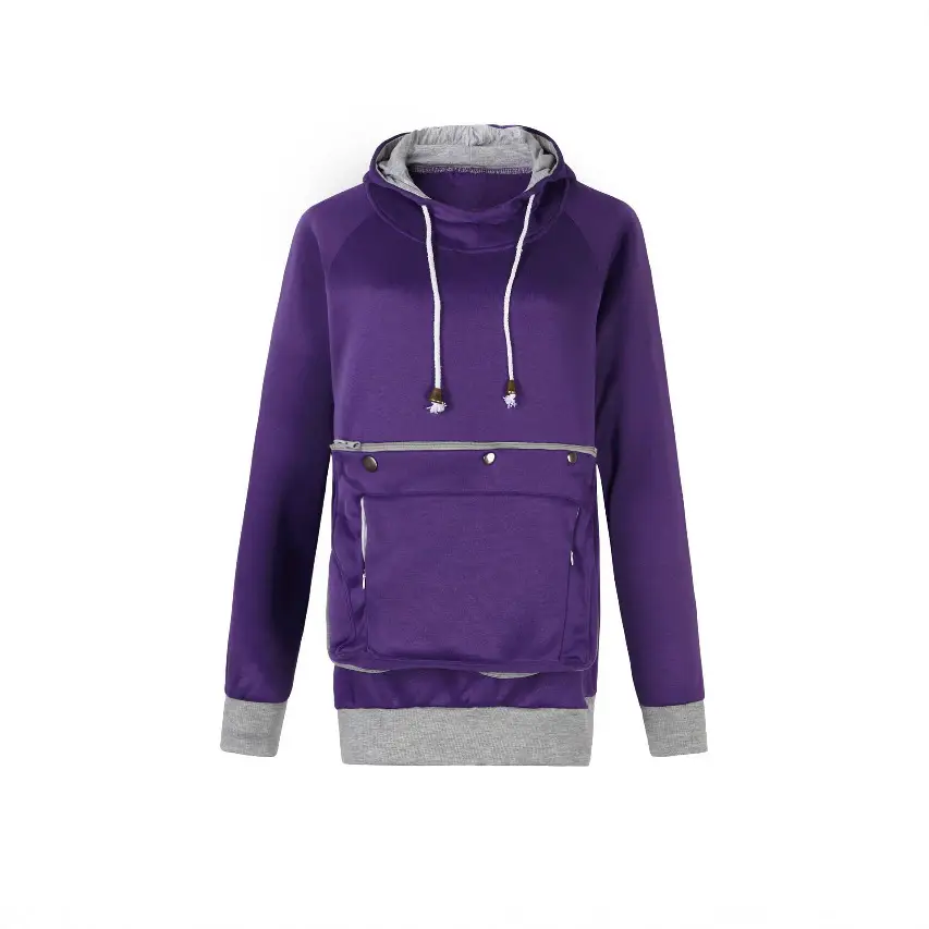 Women Hooded Sweatshirt with Dog Pocket Blue