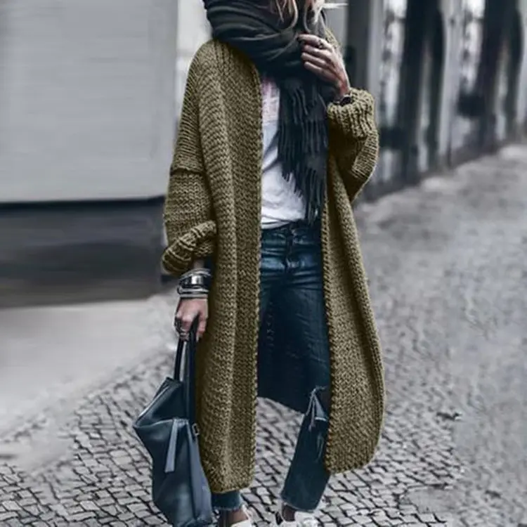 Women Loose Knitted Cardigan Autumn Winter Woolen Jacket Multi Color