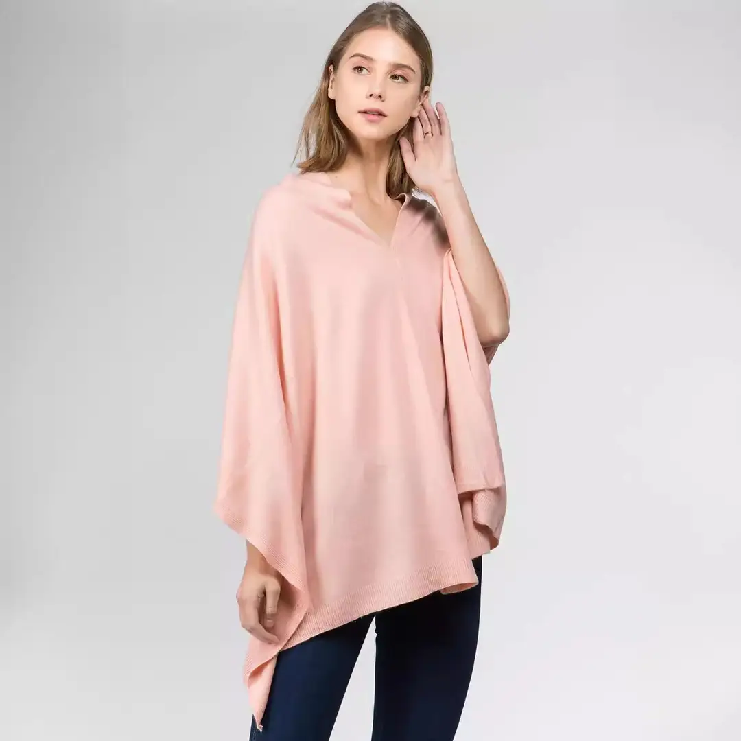 Women Loose Knit Cloak Grey Plus Size Autumn Wear