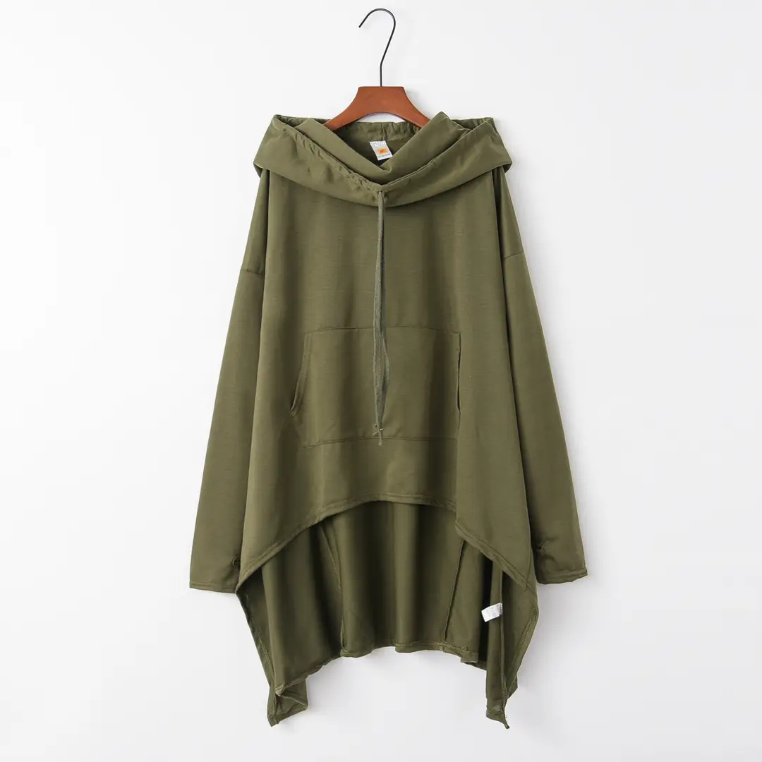 Women Hooded Vest Green Asymmetric Winter Wear