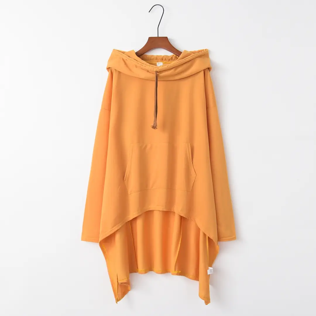Green Long Hooded Vest Women Asymmetric Hem