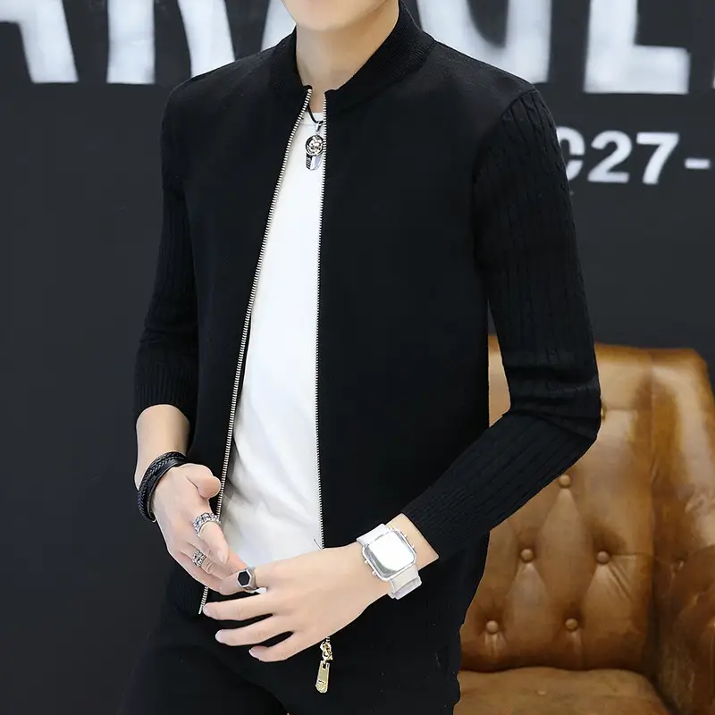 Men's Slim Fit Knit Cardigan Jacket with Zipper
