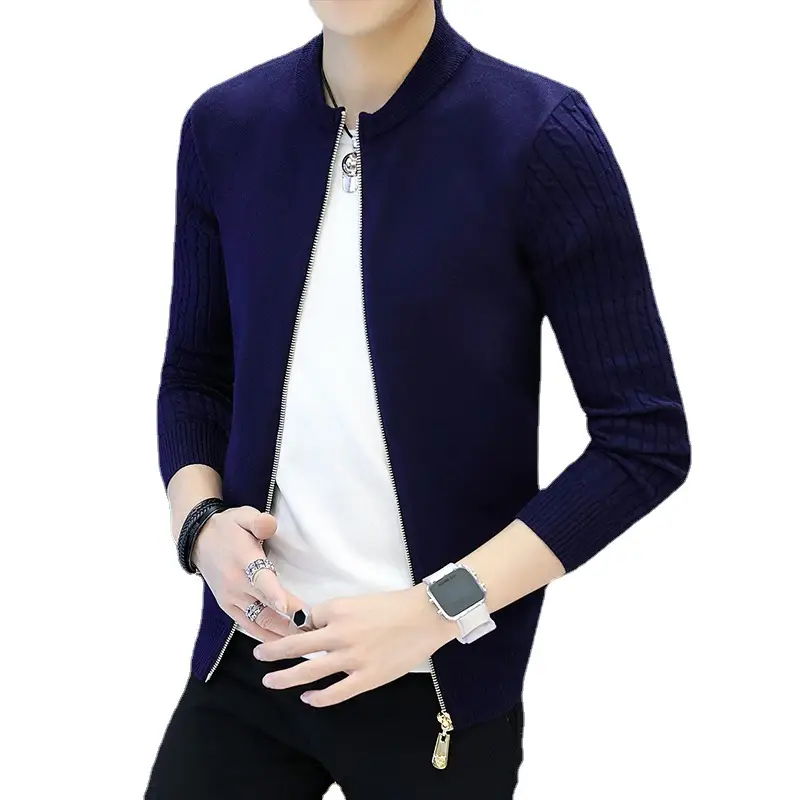 Men's Slim Fit Knit Cardigan Jacket with Zipper