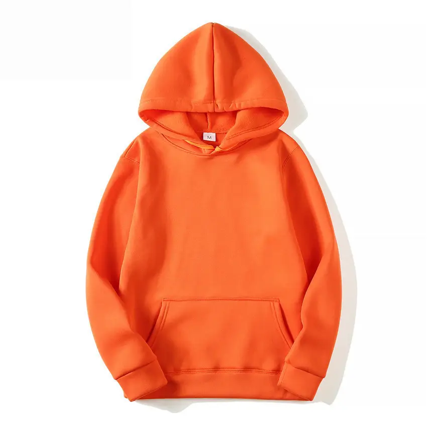 Customizable Men Women Hoodies Solid Color Long Sleeve Pocket Pullover
