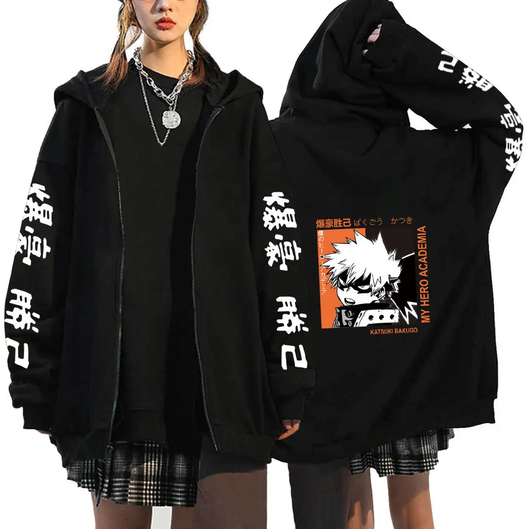 Men Velvet Hooded Zipper Sweatshirt Black Winter