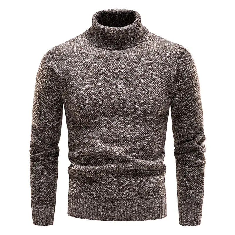 Men Slim Fit Turtleneck Sweater Winter Fleece Black