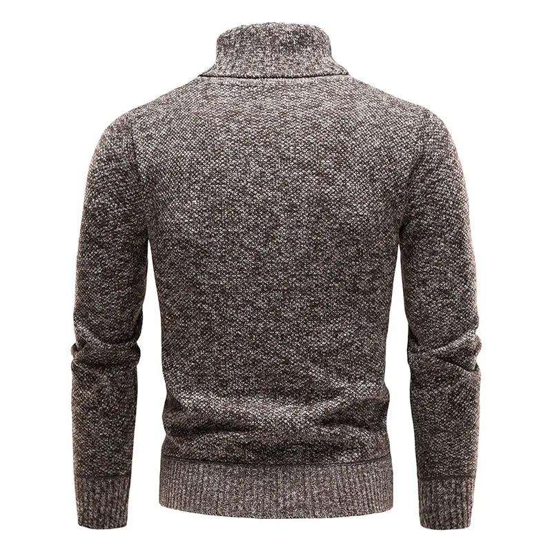 Men Slim Fit Turtleneck Sweater Winter Fleece Black
