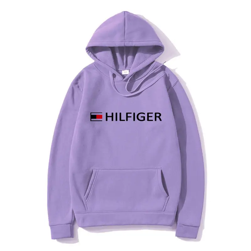 Men Purple Tommy Hilfiger Hoodie Autumn Casual Wear