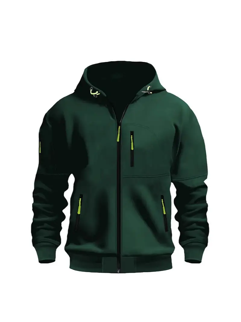 Plus Size Men Hooded Jacket Winter Casual Zipper